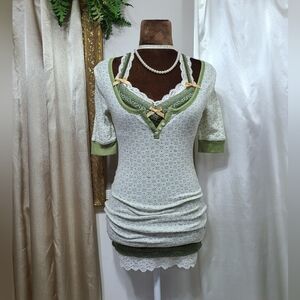 ♡ Y2K ♡ Abercrombie Moose Print Patterned Button Down Banydoll Henley